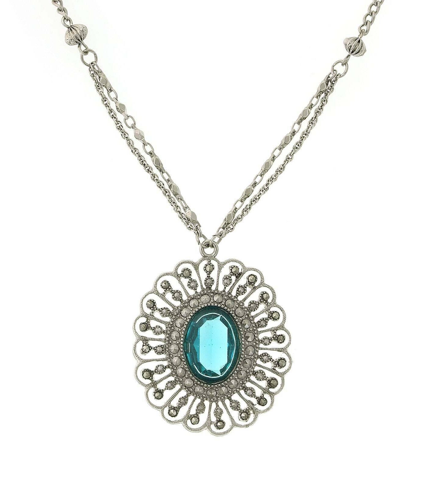 1928 Jewelry Flower Pendant Necklace 16" + 3" Extender