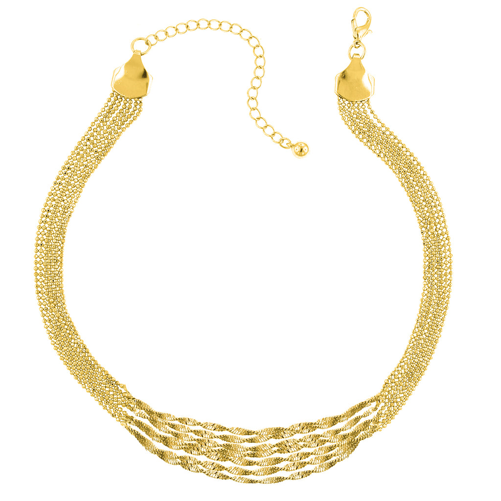Gold Tone Multi Twist Chain Necklace 16   19 Inch Adjustable
