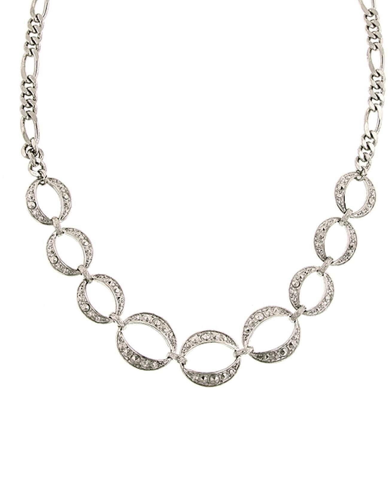 1928 Jewelry Circle Simulated Marcasite Link Necklace 16" + 3" Extender