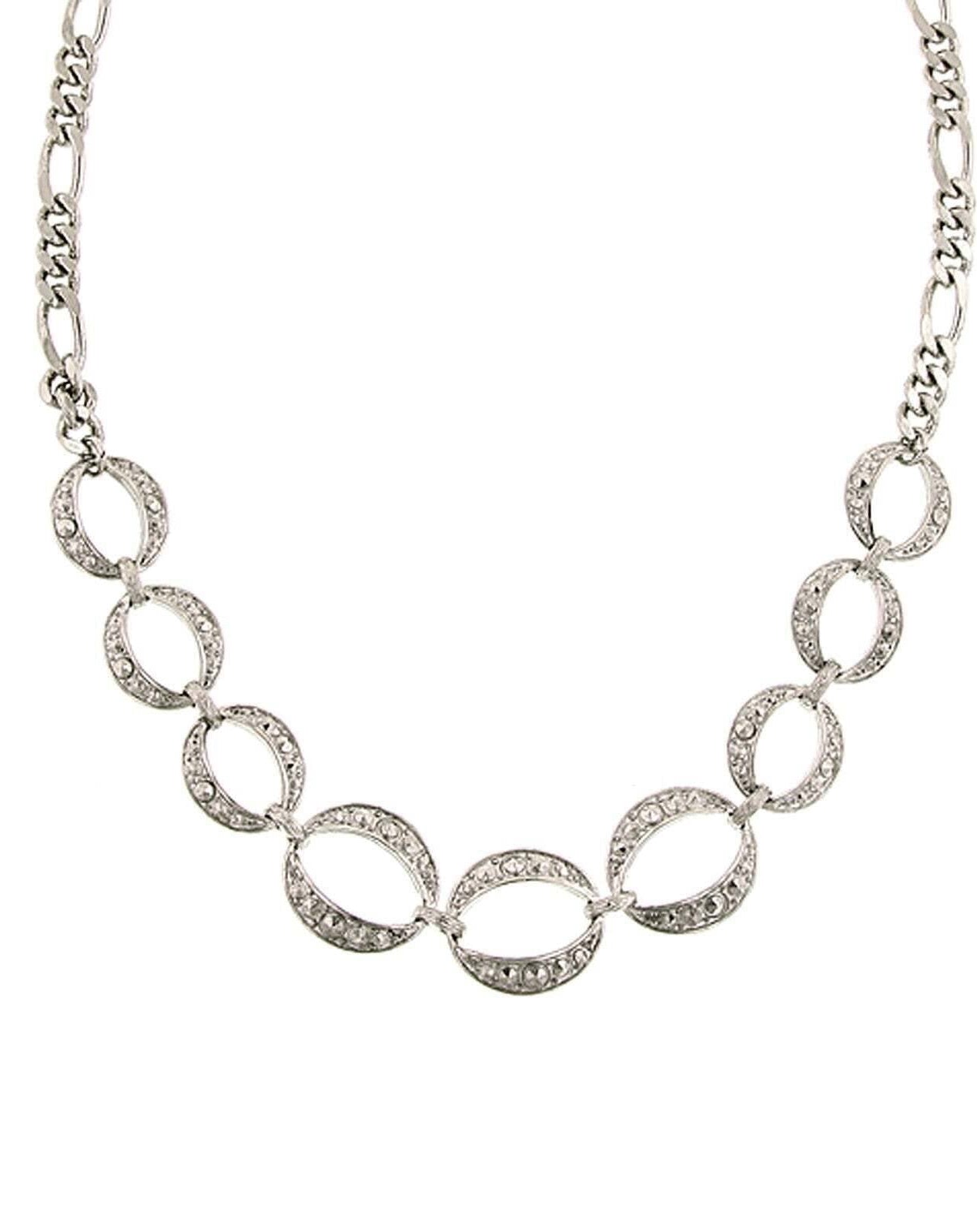 1928 Jewelry Circle Simulated Marcasite Link Necklace 16" + 3" Extender