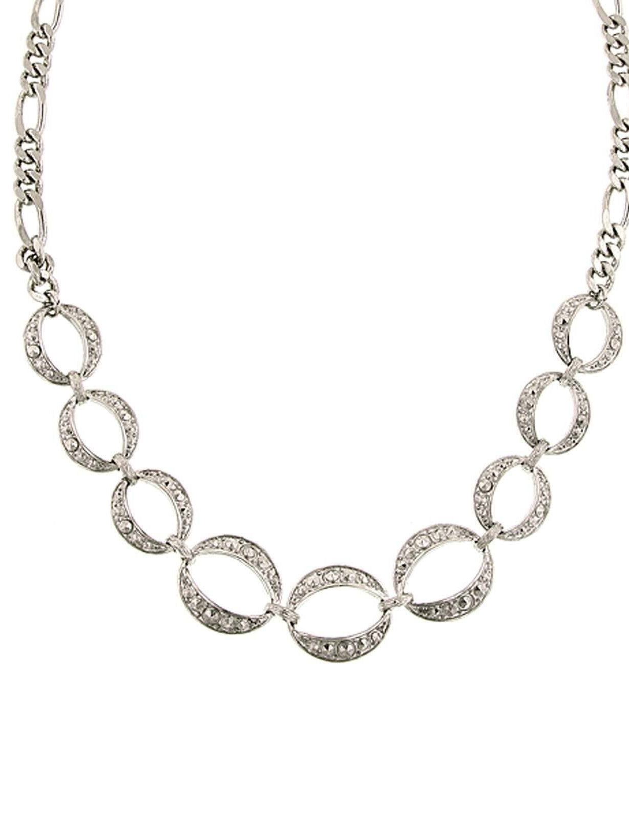 1928 Jewelry Circle Simulated Marcasite Link Necklace 16" + 3" Extender