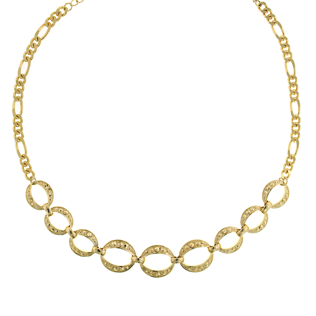 Gold Tone Circle Link Necklace 16   19 Inch Adjustable
