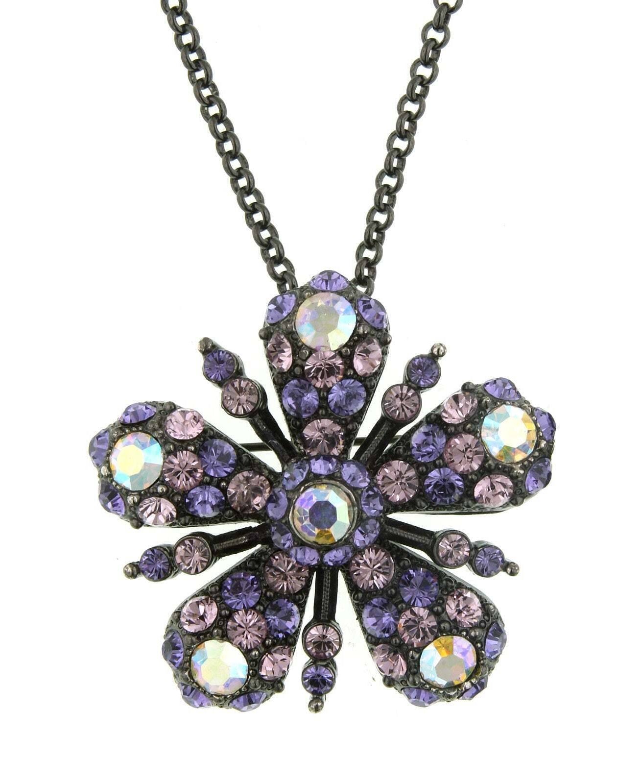 Antiquities Couture Ab Crystal With Austrian Pendant Necklace 16" + 3" Extender