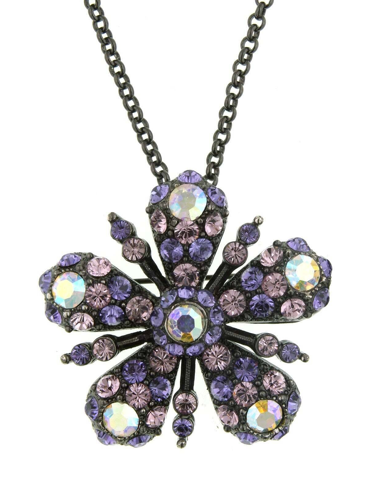 Antiquities Couture Ab Crystal With Austrian Pendant Necklace 16" + 3" Extender