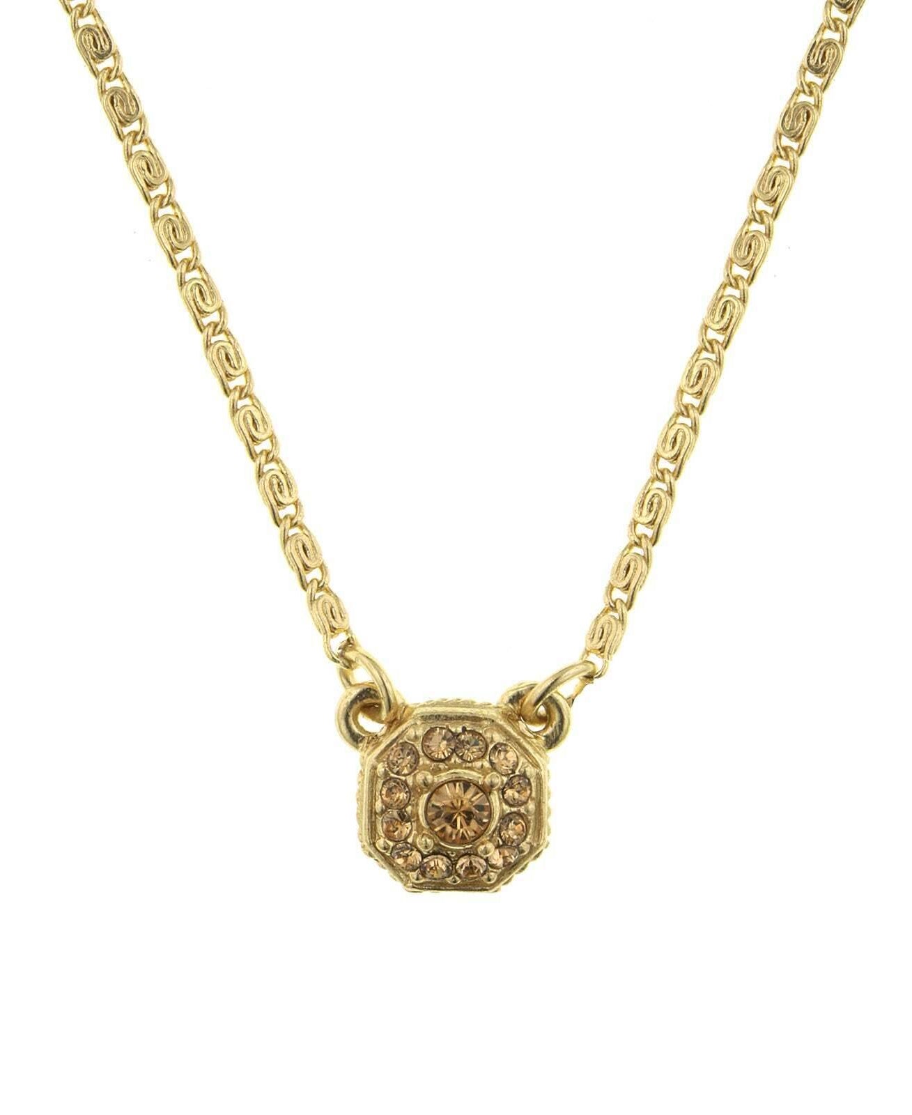 2028 Jewelry Petite Octagon Crystal Pendant Necklace 16" + 3" Extender