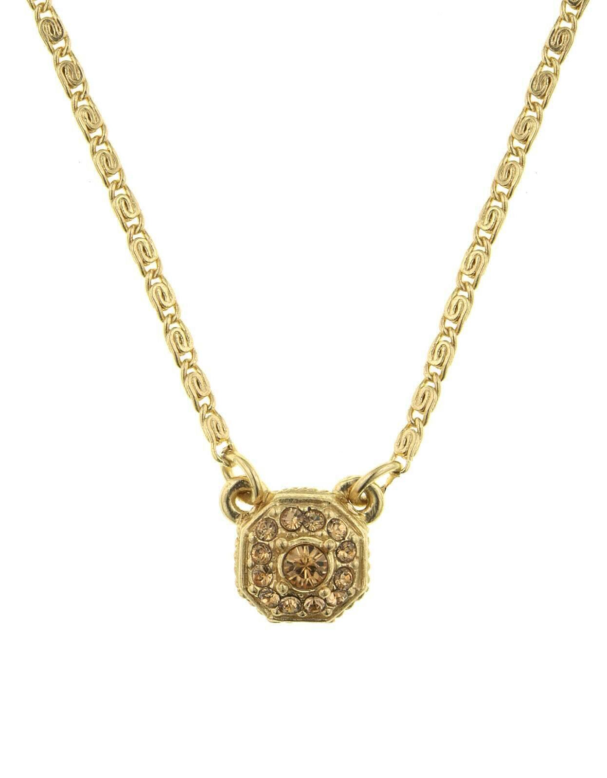 2028 Jewelry Petite Octagon Crystal Pendant Necklace 16" + 3" Extender