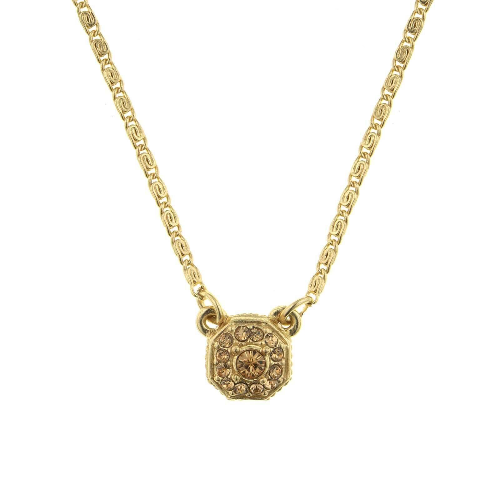 2028 Jewelry Petite Octagon Crystal Pendant Necklace 16" + 3" Extender