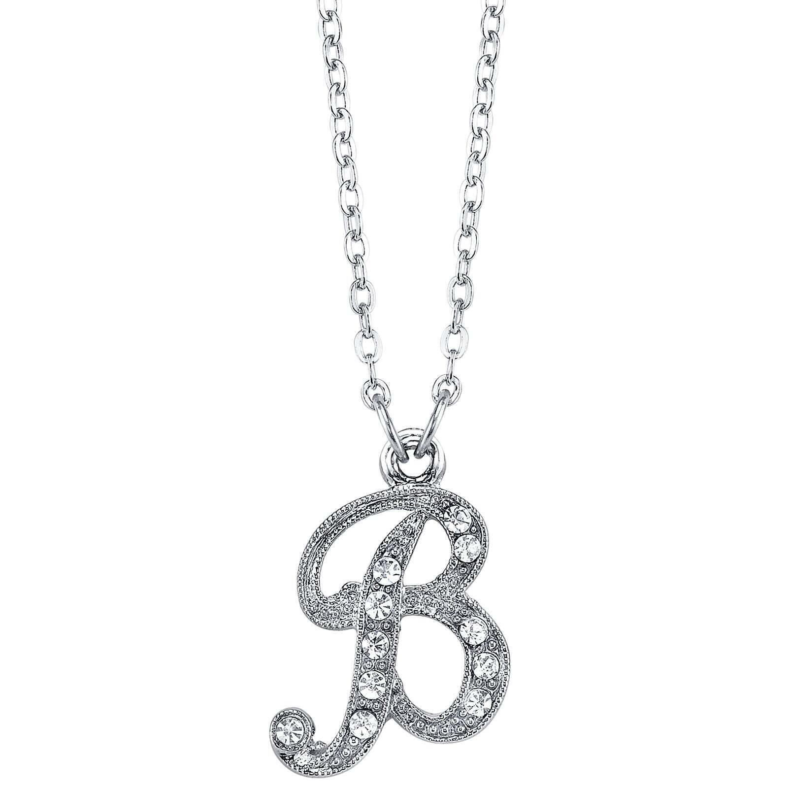 1928 Jewelry European Crystal Initial Necklace 16" + 3" Extender