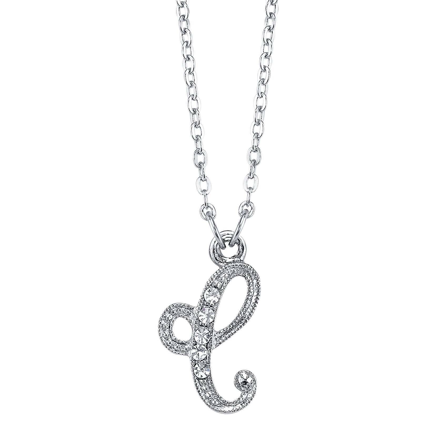 1928 Jewelry European Crystal Initial Necklace 16" + 3" Extender