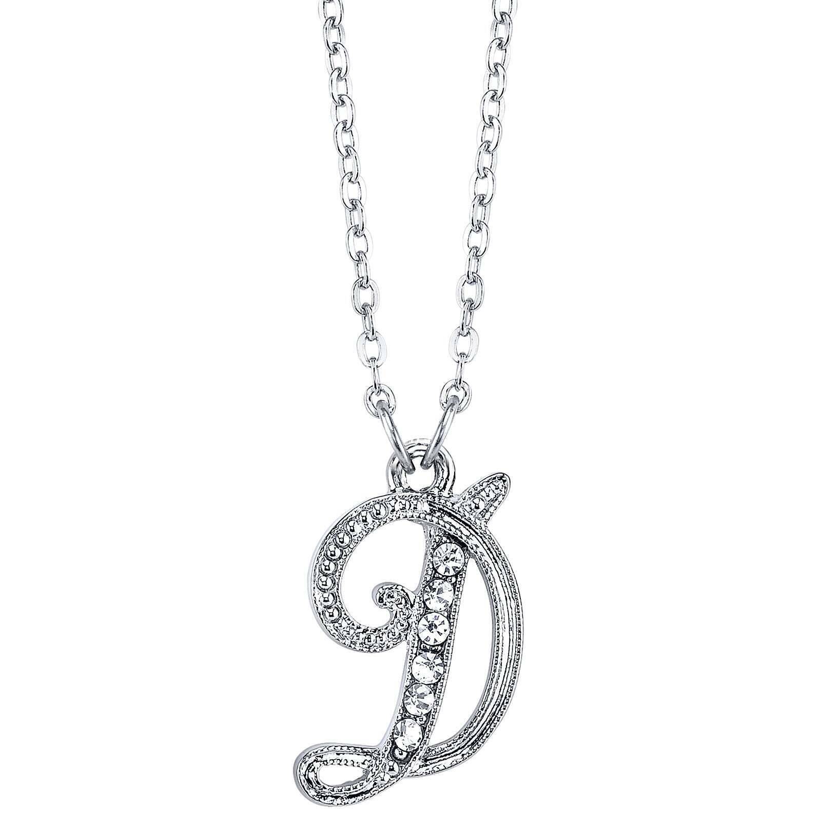 1928 Jewelry European Crystal Initial Necklace 16" + 3" Extender