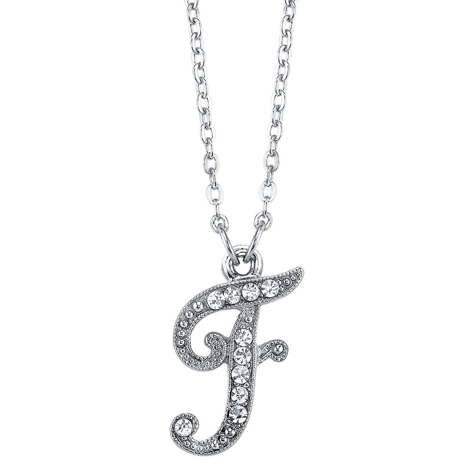 1928 Jewelry European Crystal Initial Necklace 16" + 3" Extender