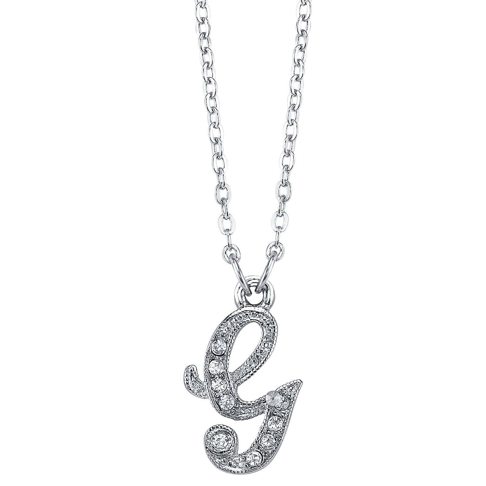 1928 Jewelry European Crystal Initial Necklace 16" + 3" Extender