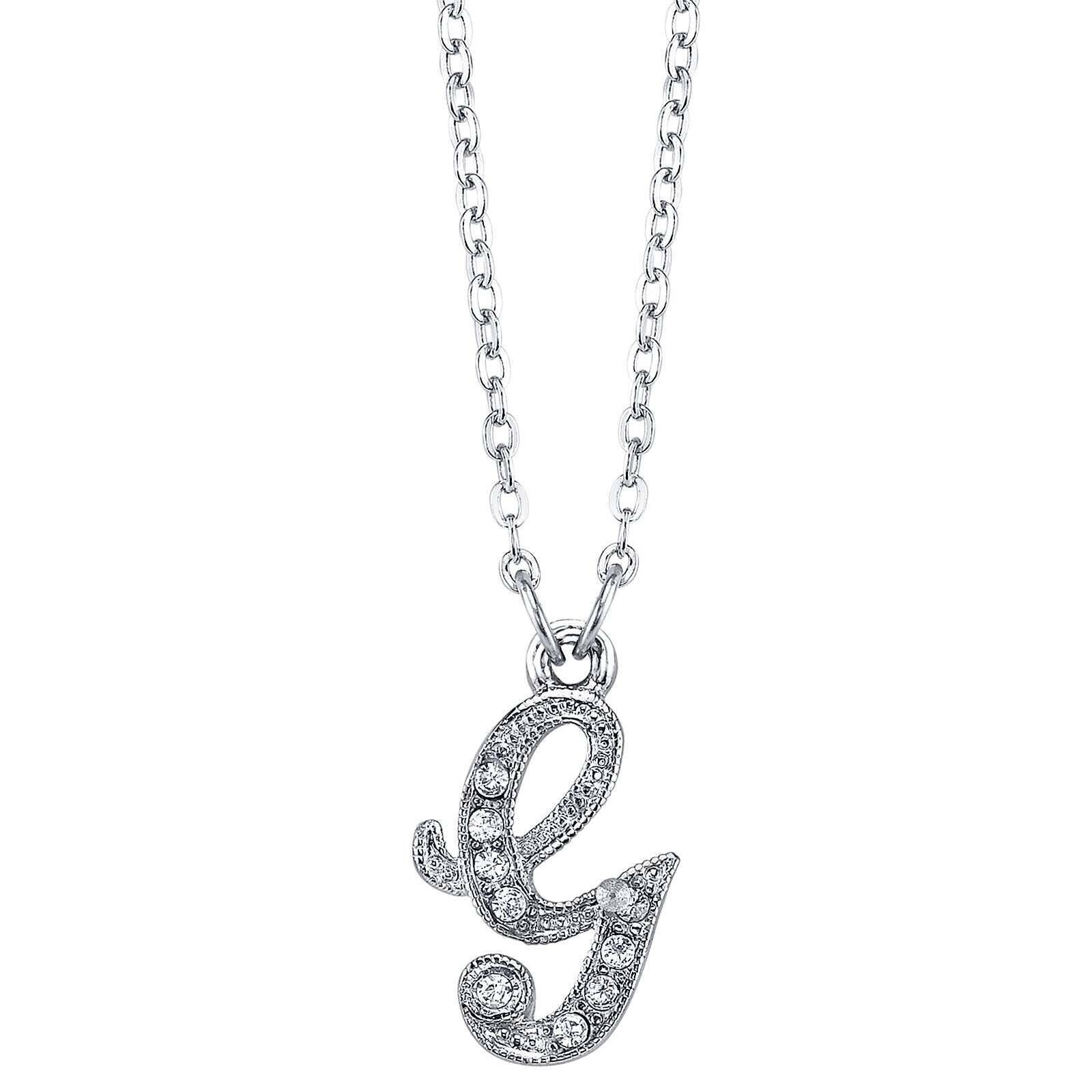 1928 Jewelry European Crystal Initial Necklace 16" + 3" Extender