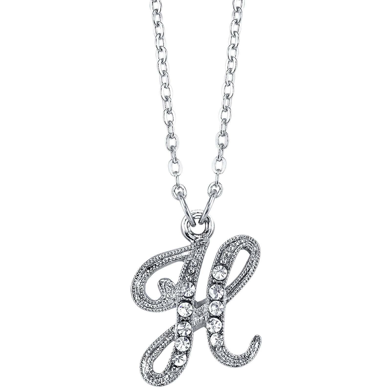 1928 Jewelry European Crystal Initial Necklace 16" + 3" Extender