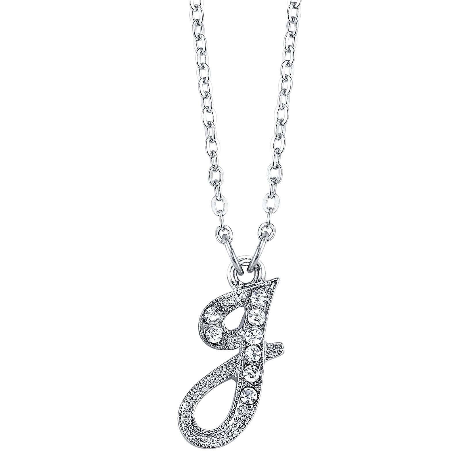 1928 Jewelry European Crystal Initial Necklace 16" + 3" Extender