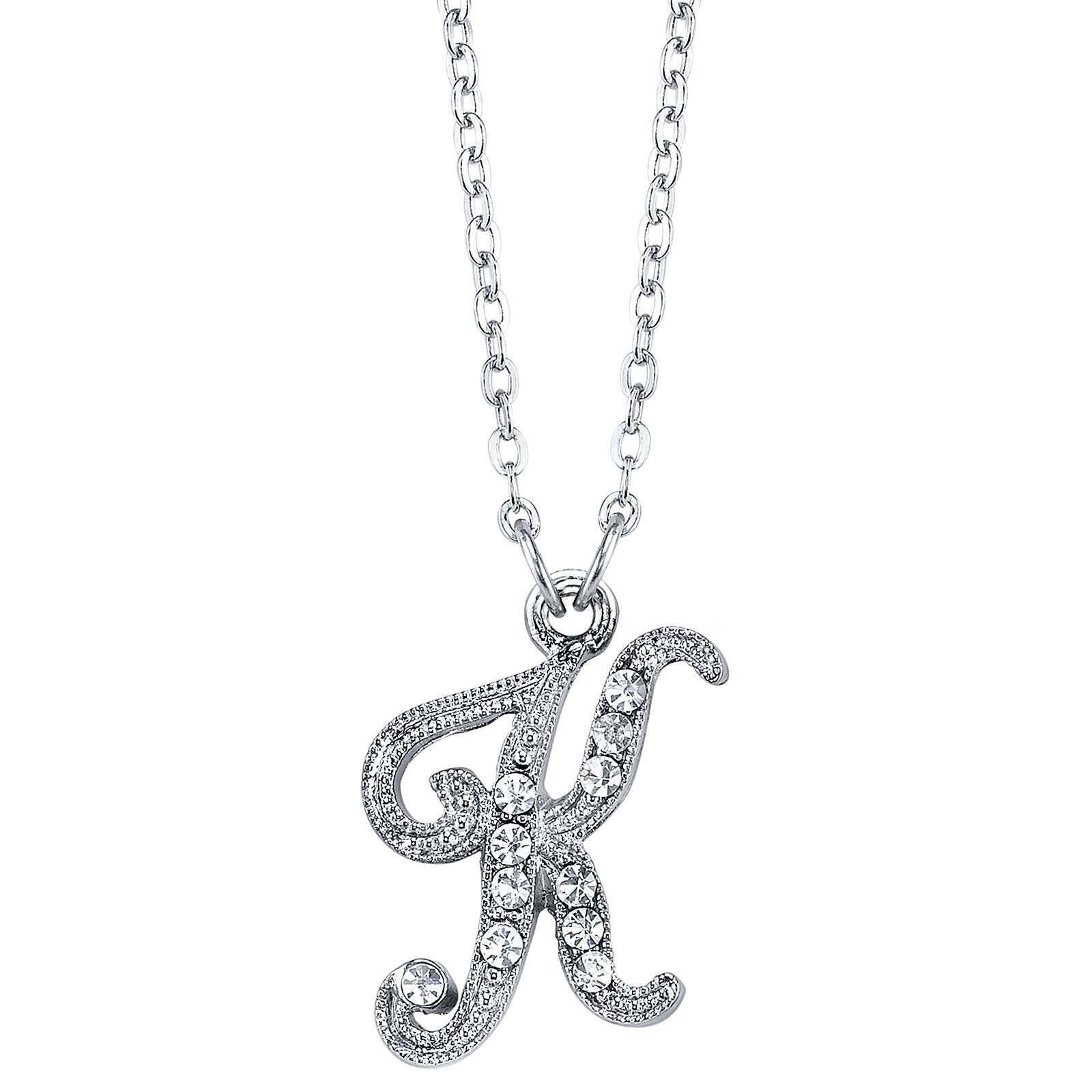 1928 Jewelry European Crystal Initial Necklace 16" + 3" Extender