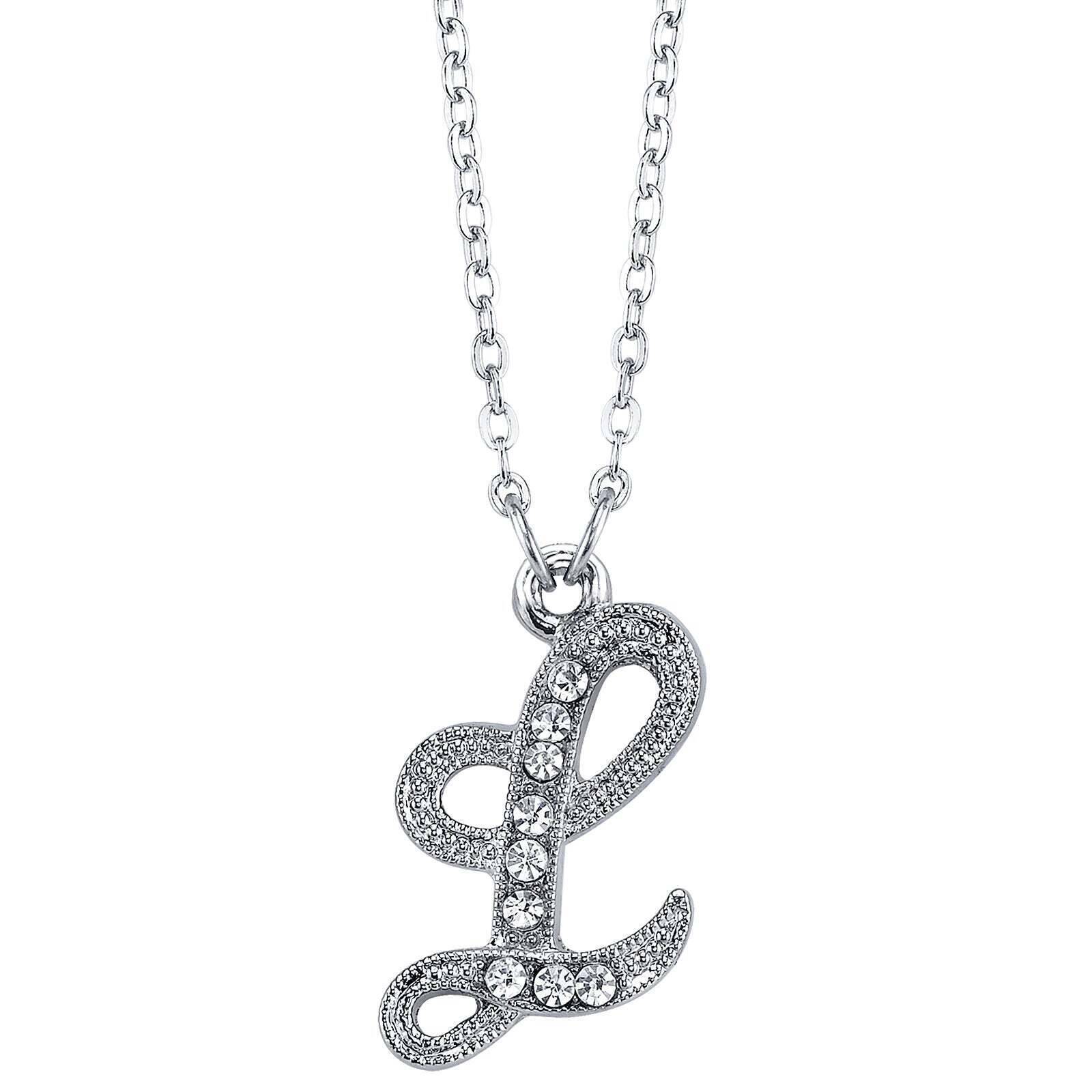 1928 Jewelry European Crystal Initial Necklace 16" + 3" Extender