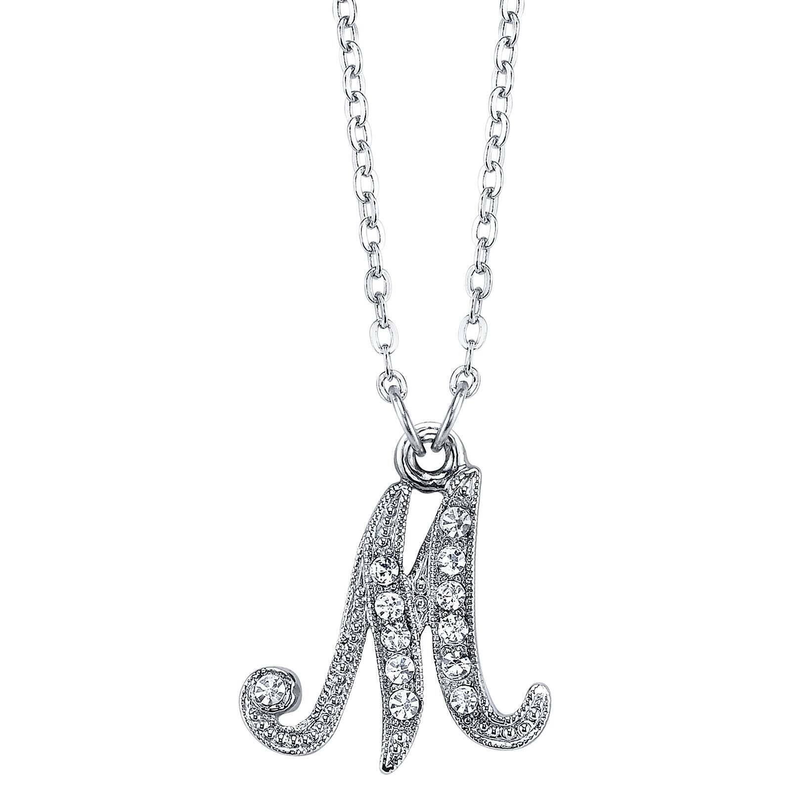 1928 Jewelry European Crystal Initial Necklace 16" + 3" Extender