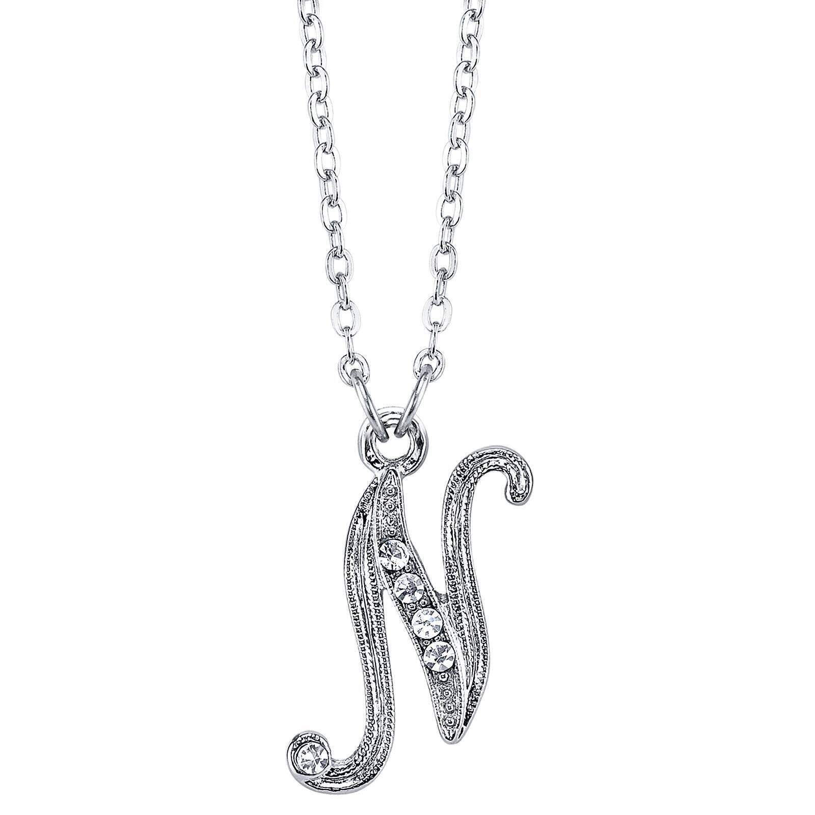 1928 Jewelry European Crystal Initial Necklace 16" + 3" Extender