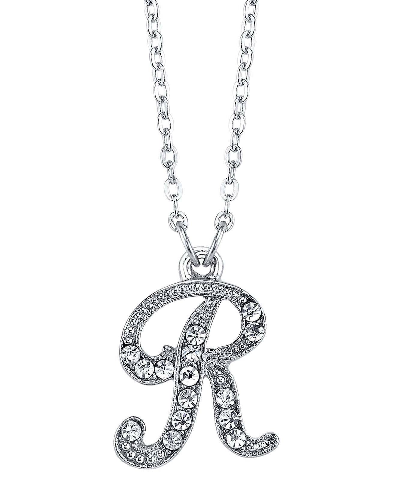 1928 Jewelry European Crystal Initial Necklace 16" + 3" Extender