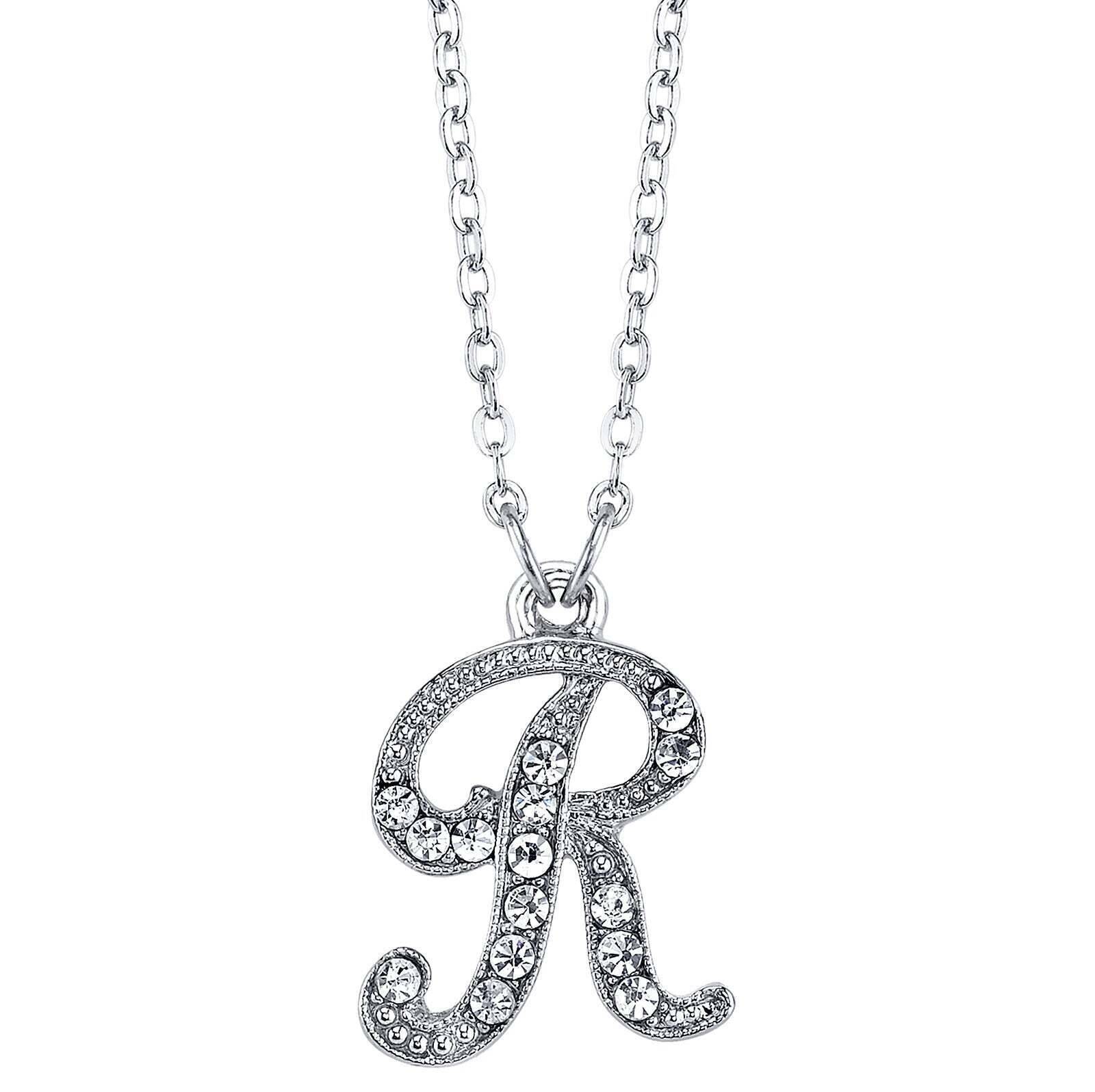 1928 Jewelry European Crystal Initial Necklace 16" + 3" Extender