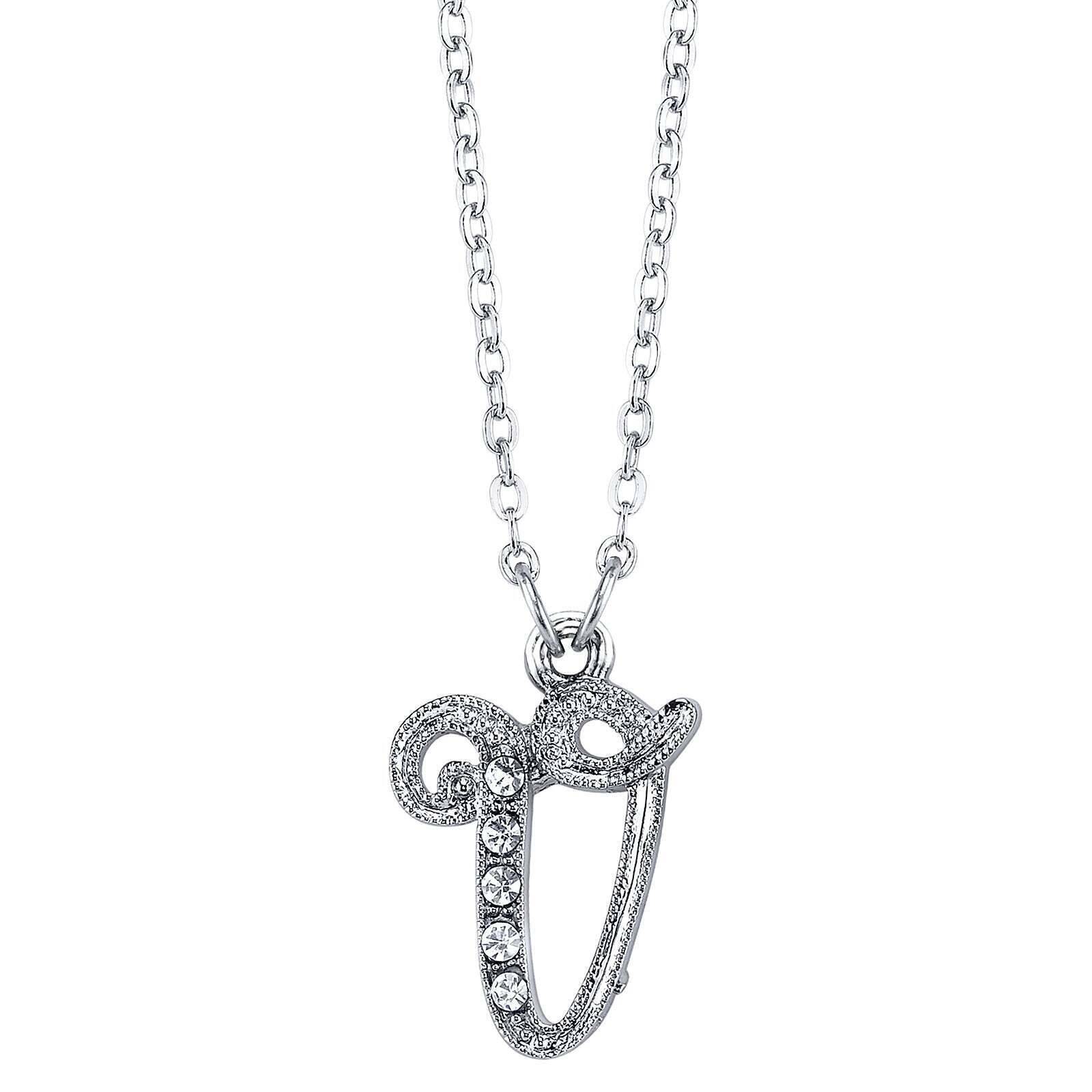 1928 Jewelry European Crystal Initial Necklace 16" + 3" Extender