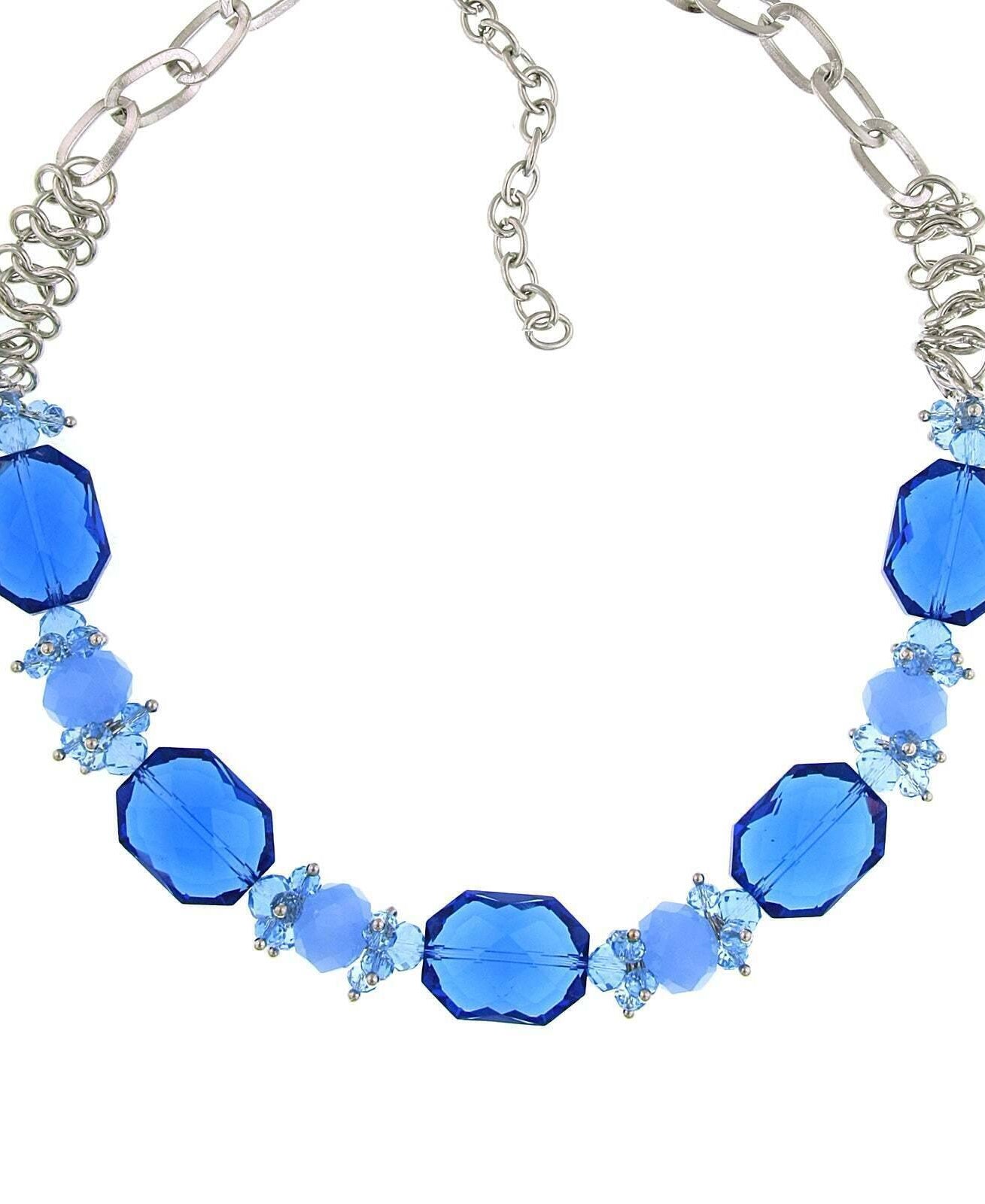 2028 Jewelry Bright Blue Beaded Necklace 16" + 3" Extender
