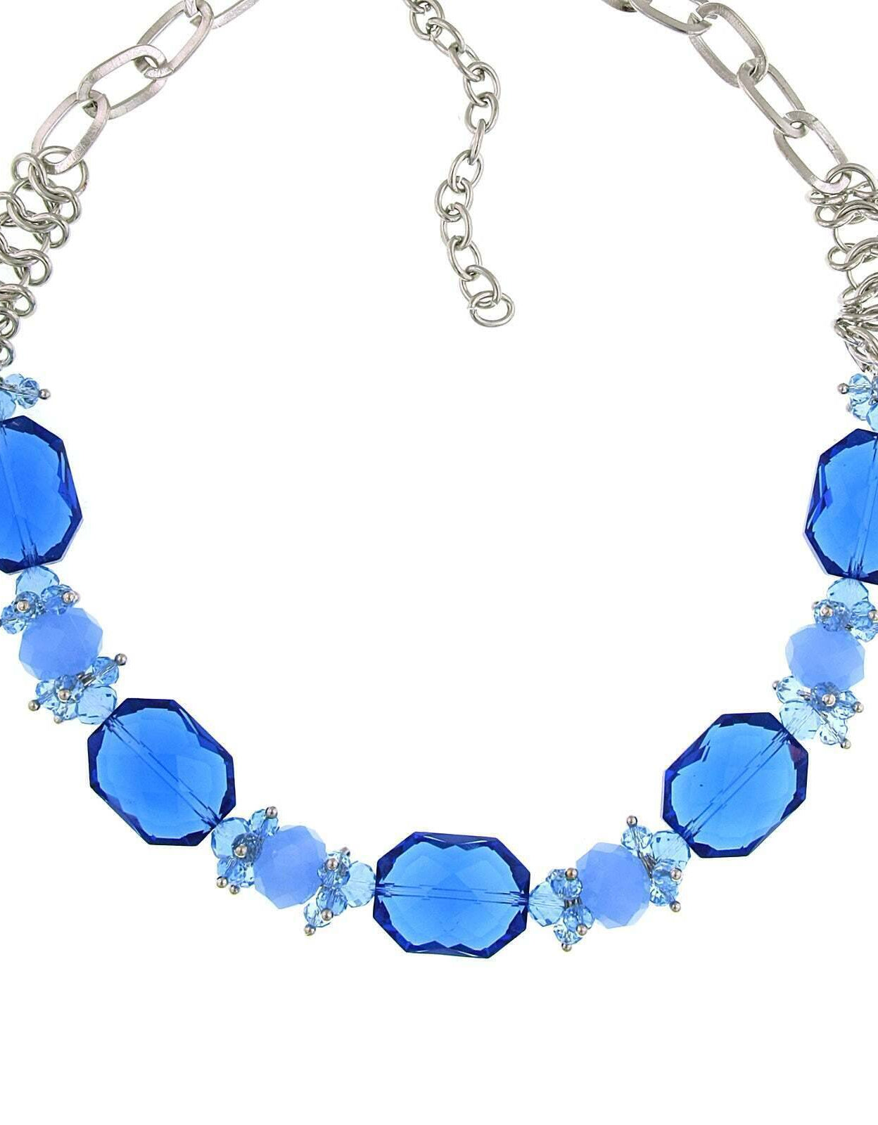 2028 Jewelry Bright Blue Beaded Necklace 16" + 3" Extender