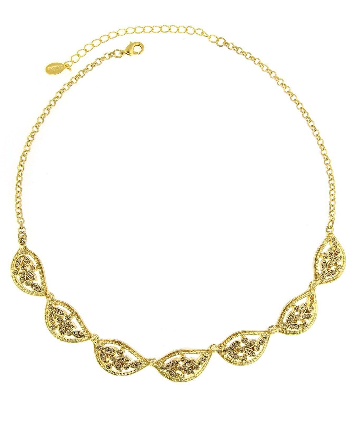 2028 Jewelry Topaz Color Leaf Collar Necklace 16" + 3" Extender