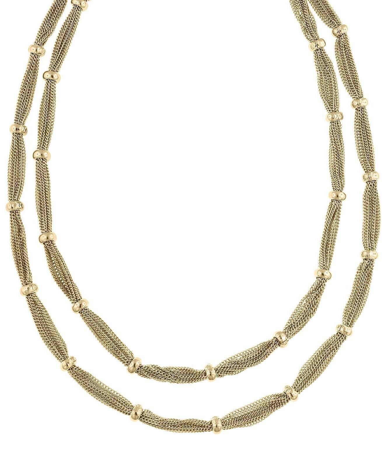1928 Jewelry Double Strand Station Chain Necklace 16.5"