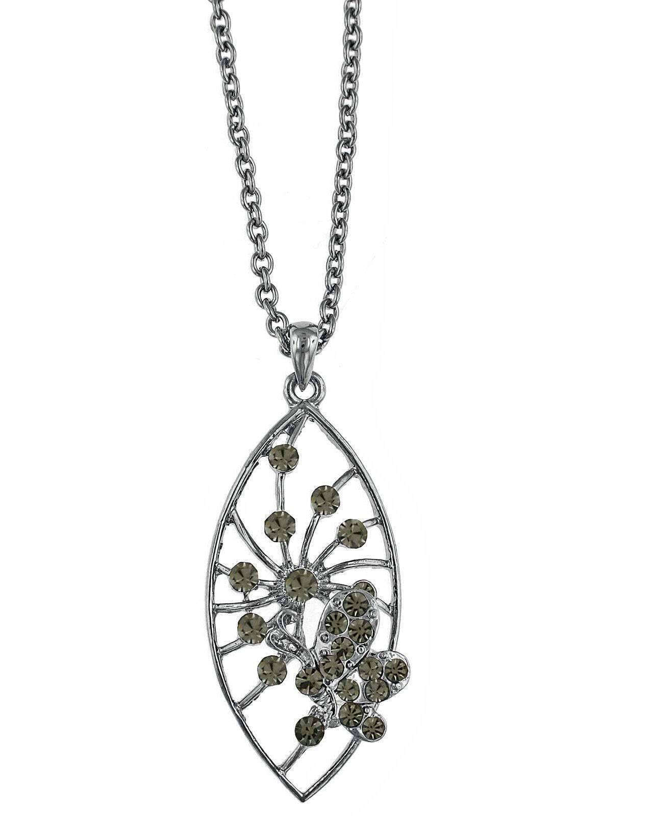 1928 Jewelry Pave Butterfly Necklace Pendant Necklace 16" + 3" Extender