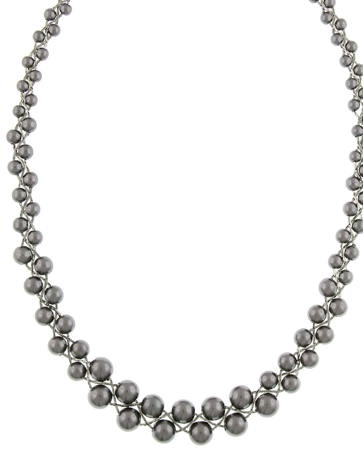 1928 Jewelry Round Intertwined Tahitian Grey Faux Pearl Strand Necklace 18" + 3" Extender