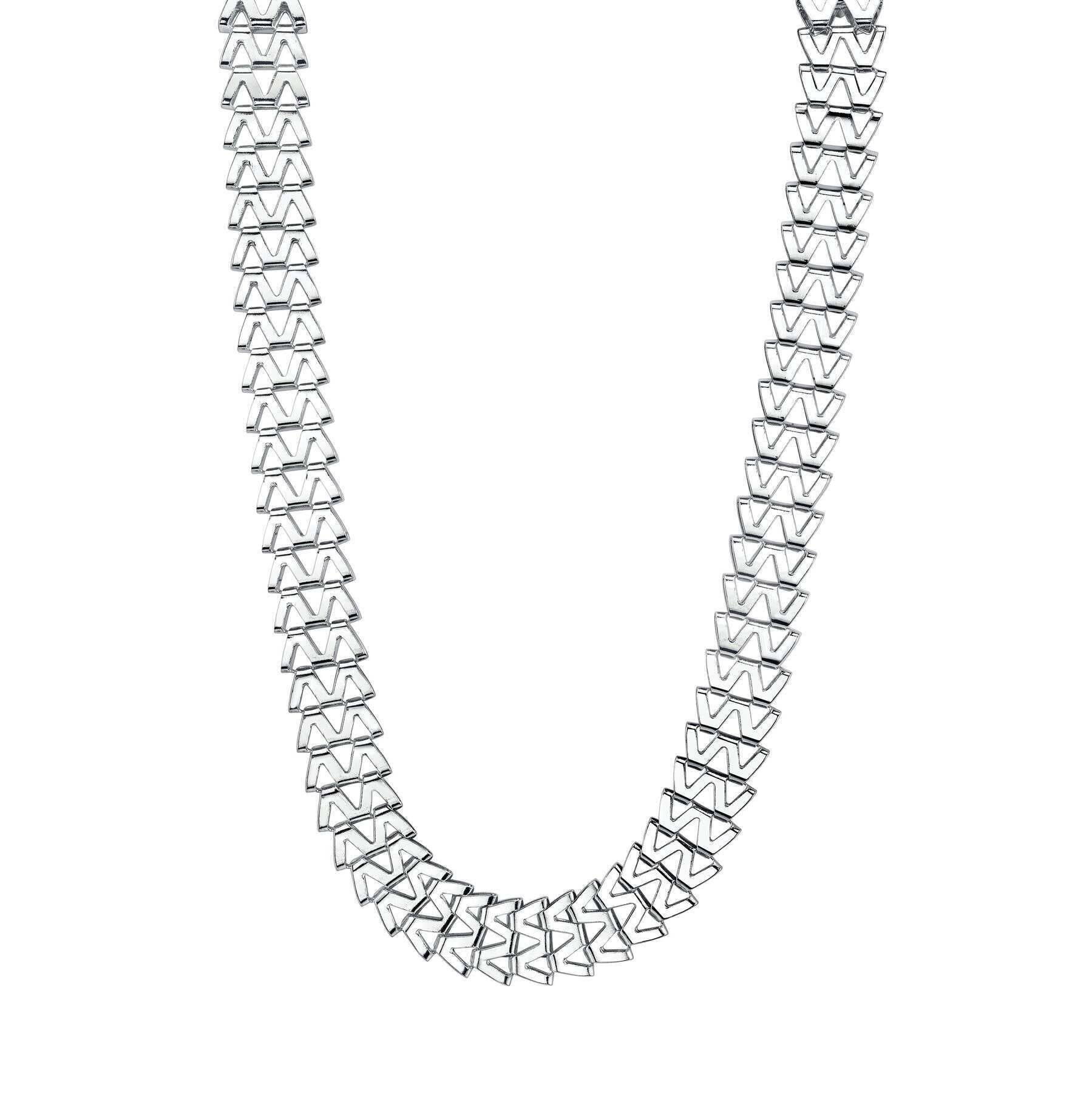 1928 Jewelry Silver W Link Necklace 19.5" + 3" Extender