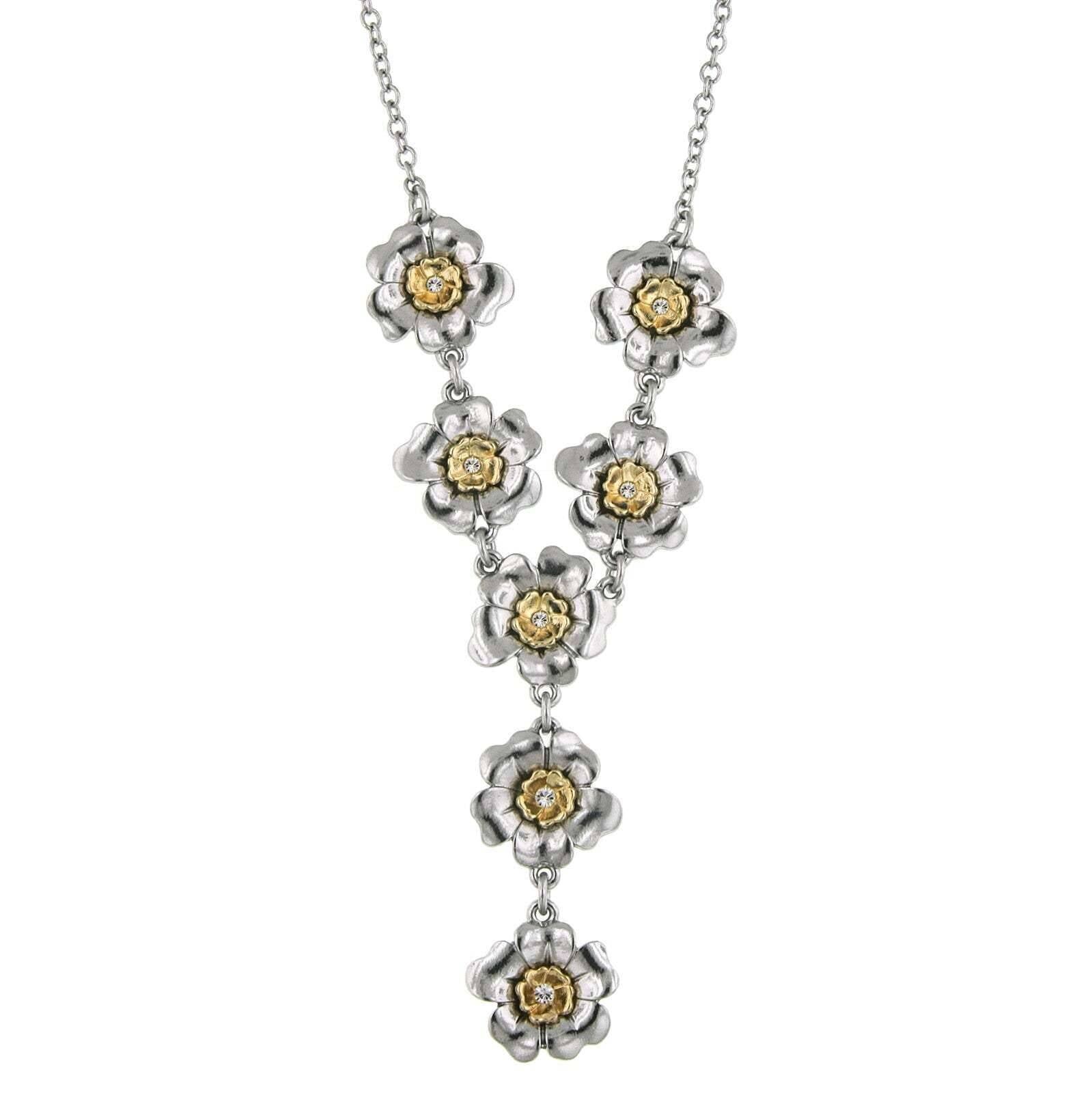 2028 Jewelry Crystal Flower Y-Necklace 18" + 3" Extender