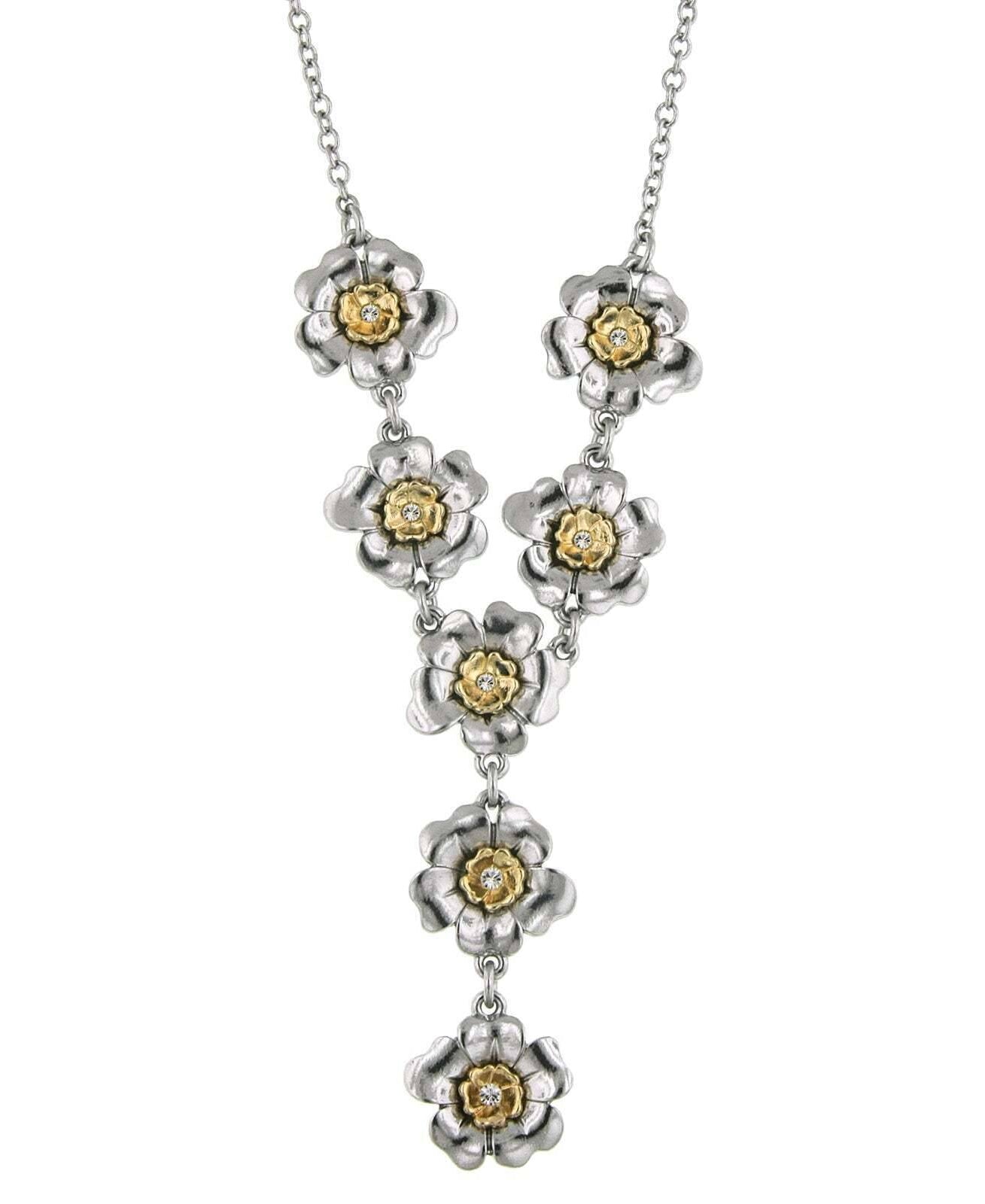2028 Jewelry Crystal Flower Y-Necklace 18" + 3" Extender