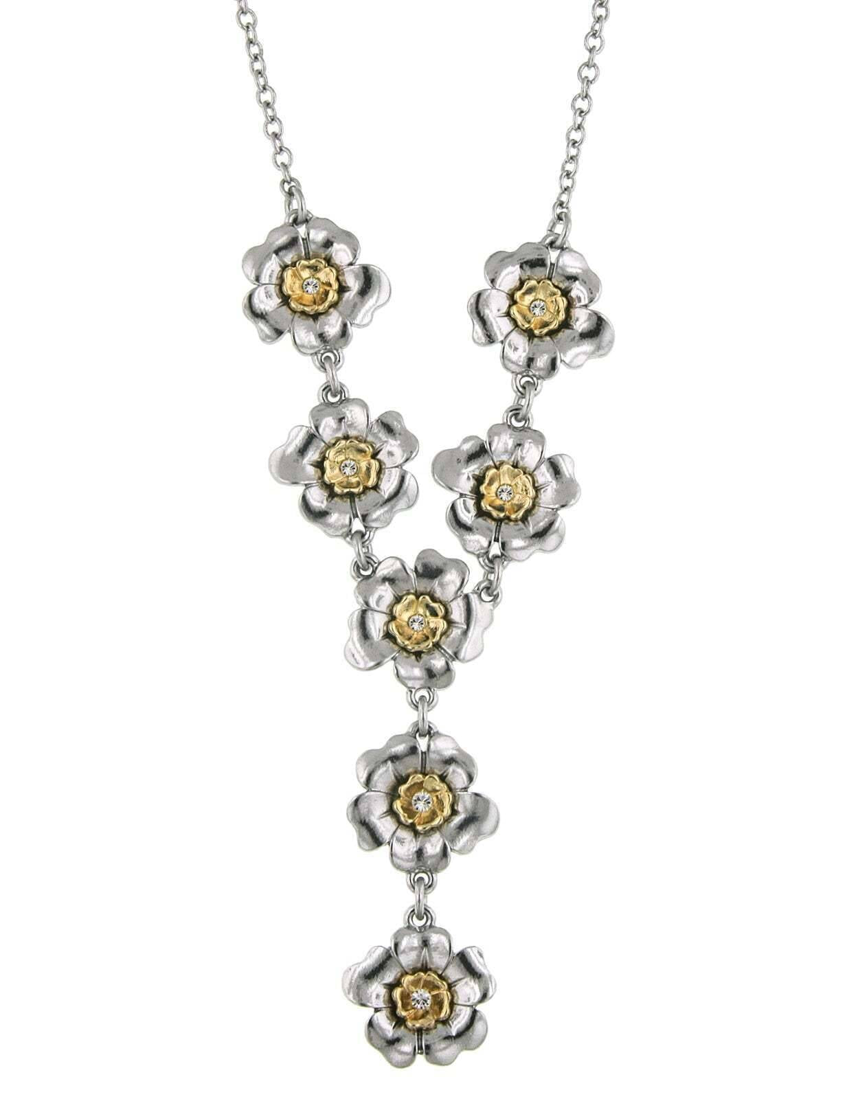 2028 Jewelry Crystal Flower Y-Necklace 18" + 3" Extender