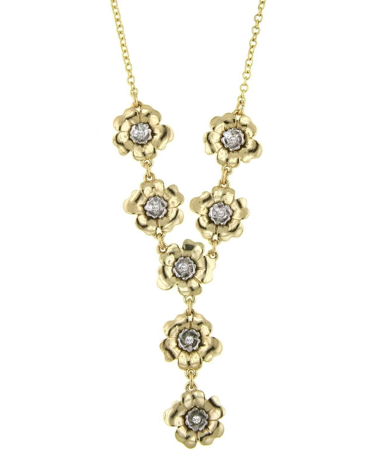 2028 Jewelry Crystal Flower Y-Necklace 18" + 3" Extender