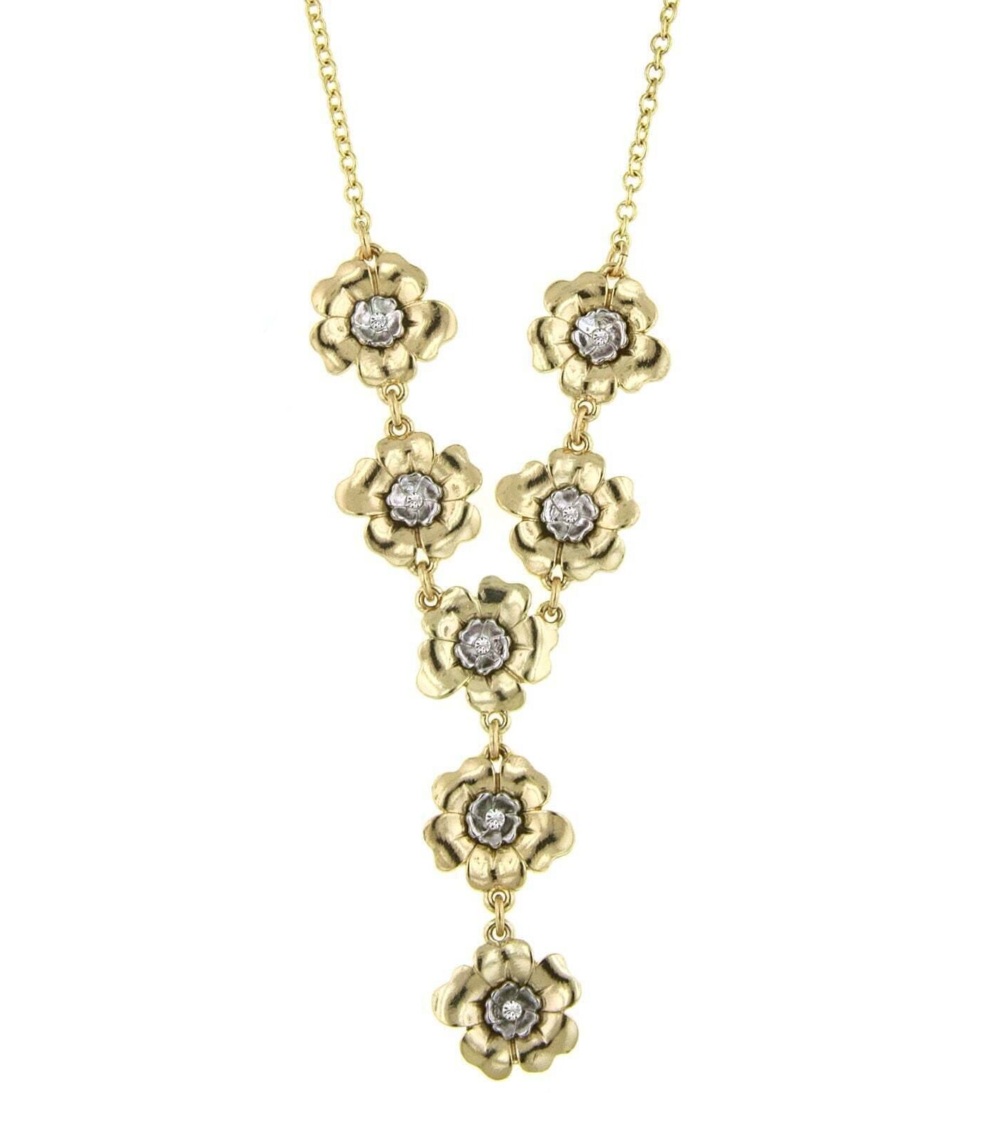 2028 Jewelry Crystal Flower Y-Necklace 18" + 3" Extender