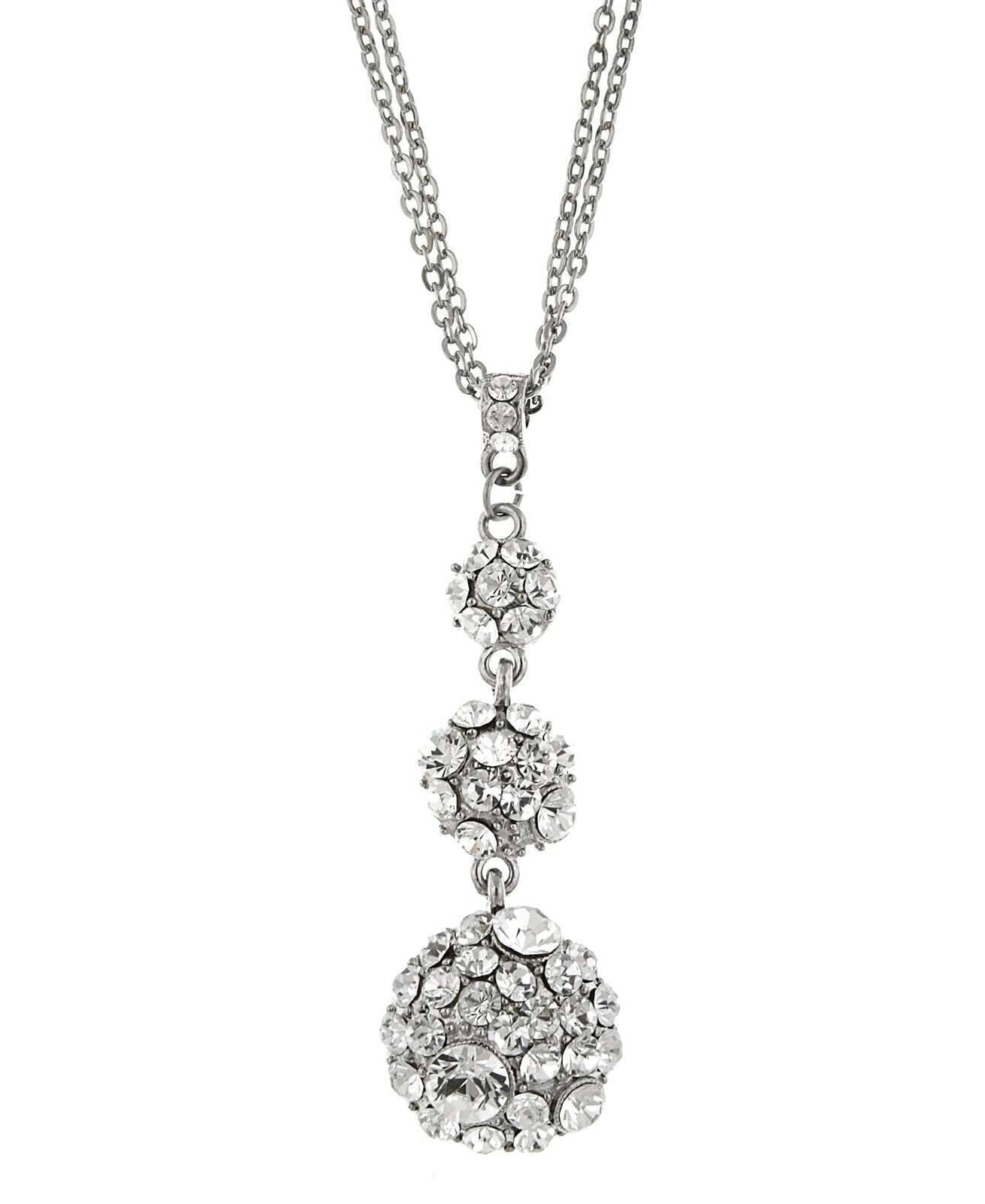 2028 Jewelry Fireball Crystal Drop Pendant Necklace 16" + 3" Extender