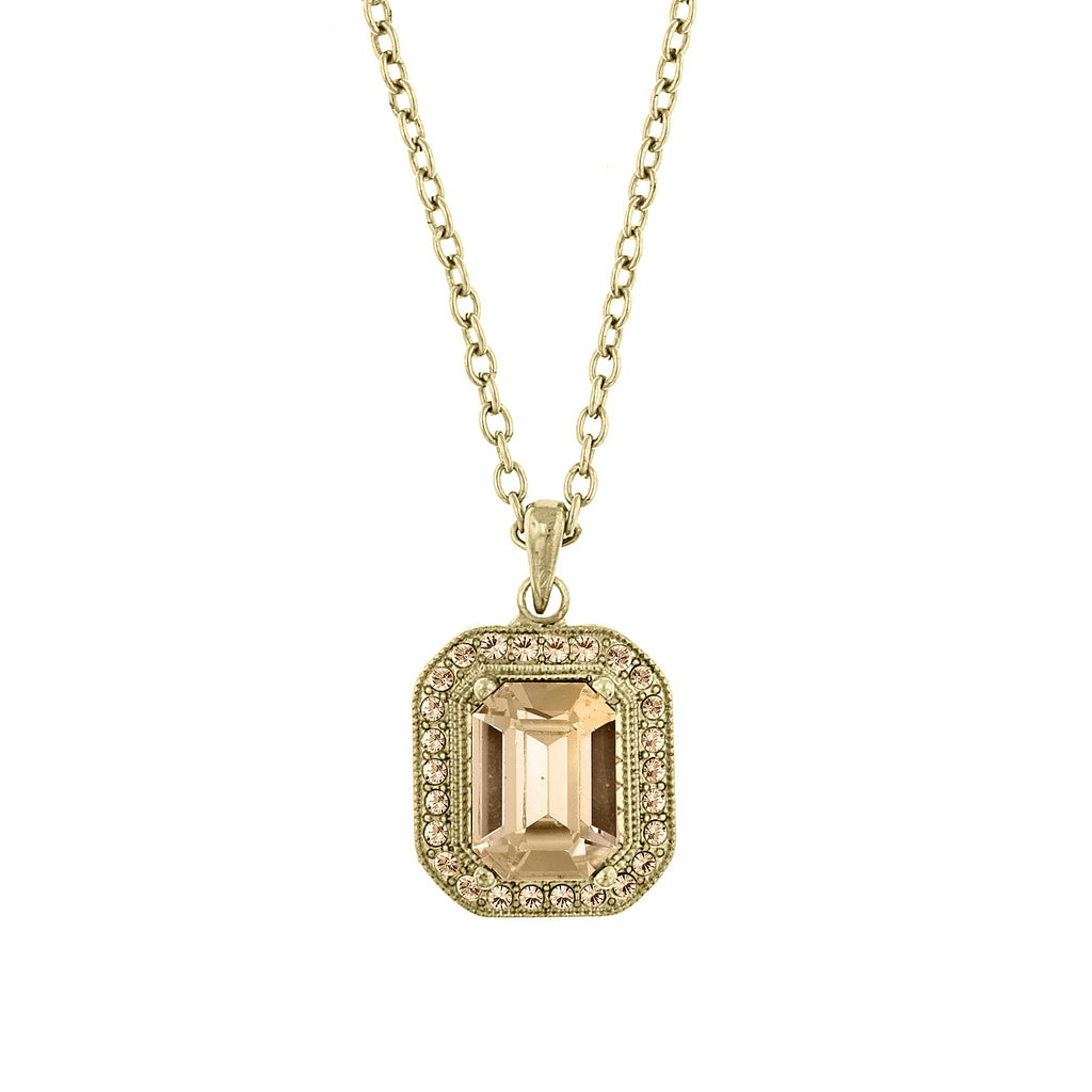 Gold Tone Octagon Pendant Necklace 16   19 Inch Adjustable