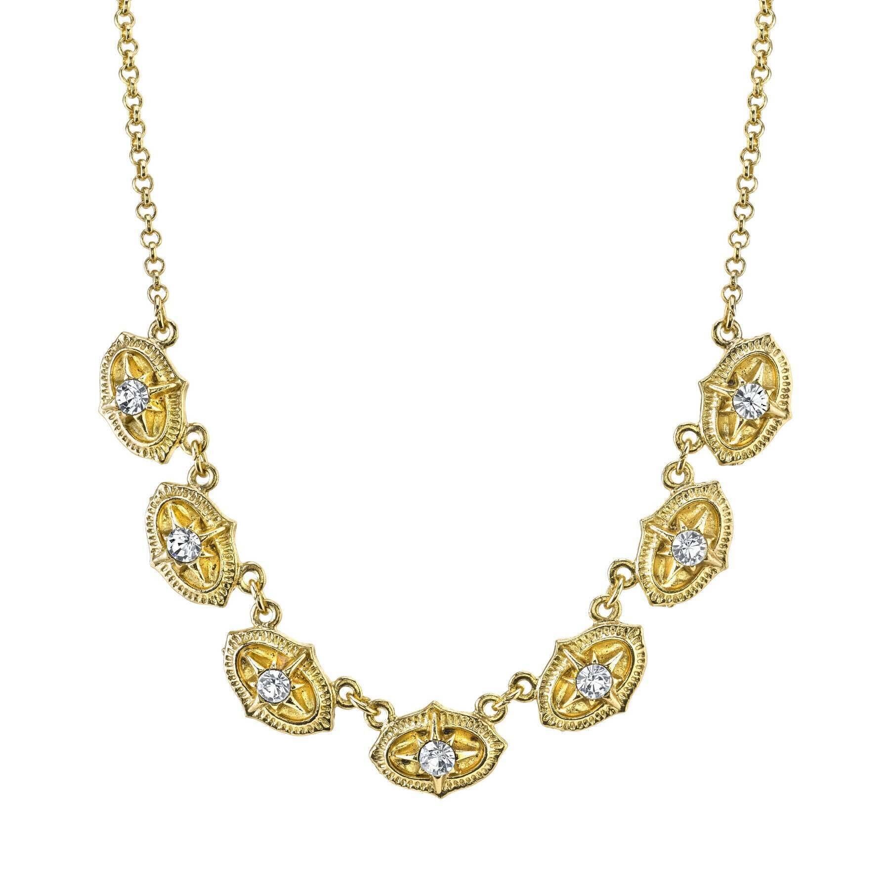 1928 Jewelry Crystal Collar Necklace 16" + 3" Extender