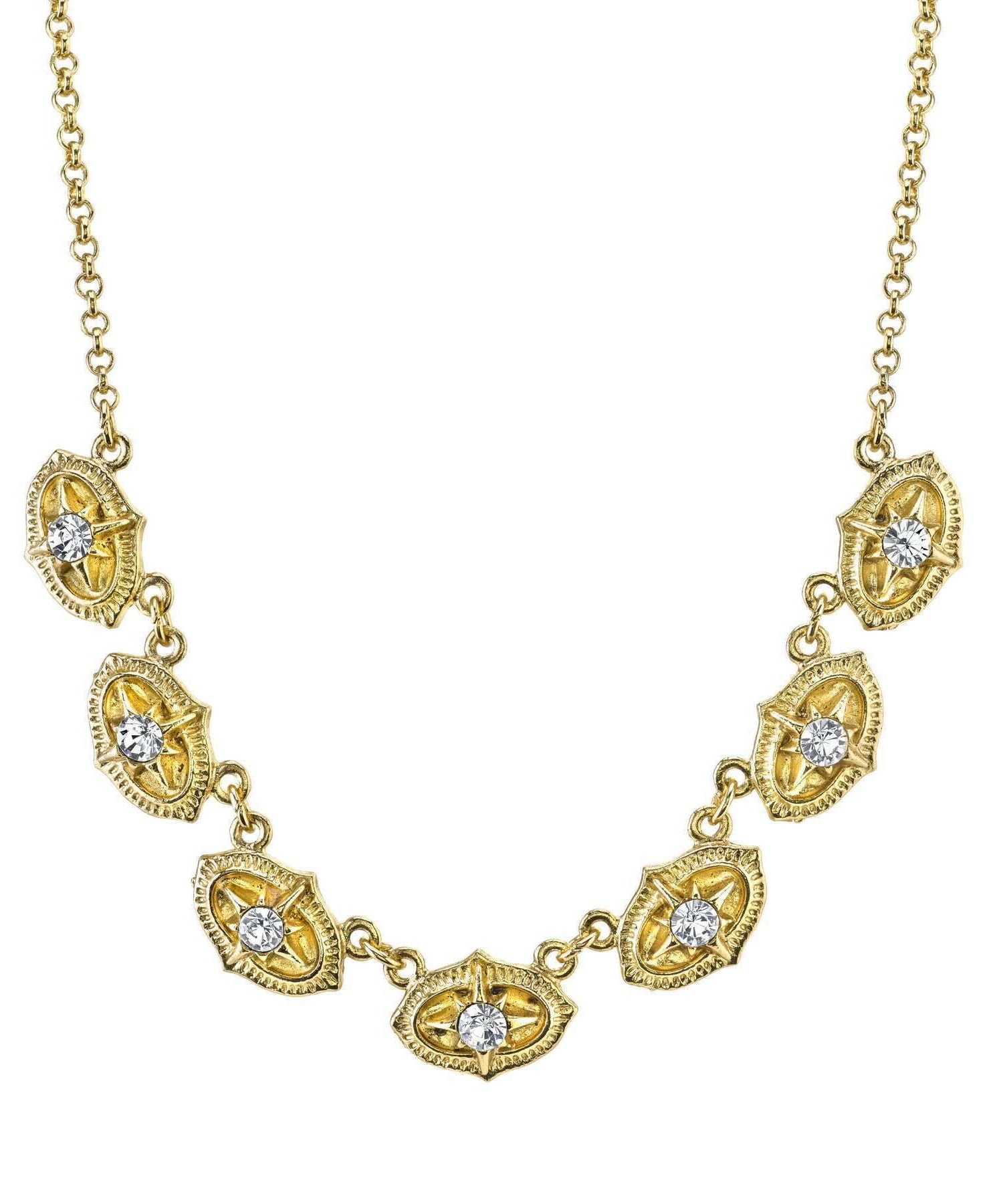 1928 Jewelry Crystal Collar Necklace 16" + 3" Extender