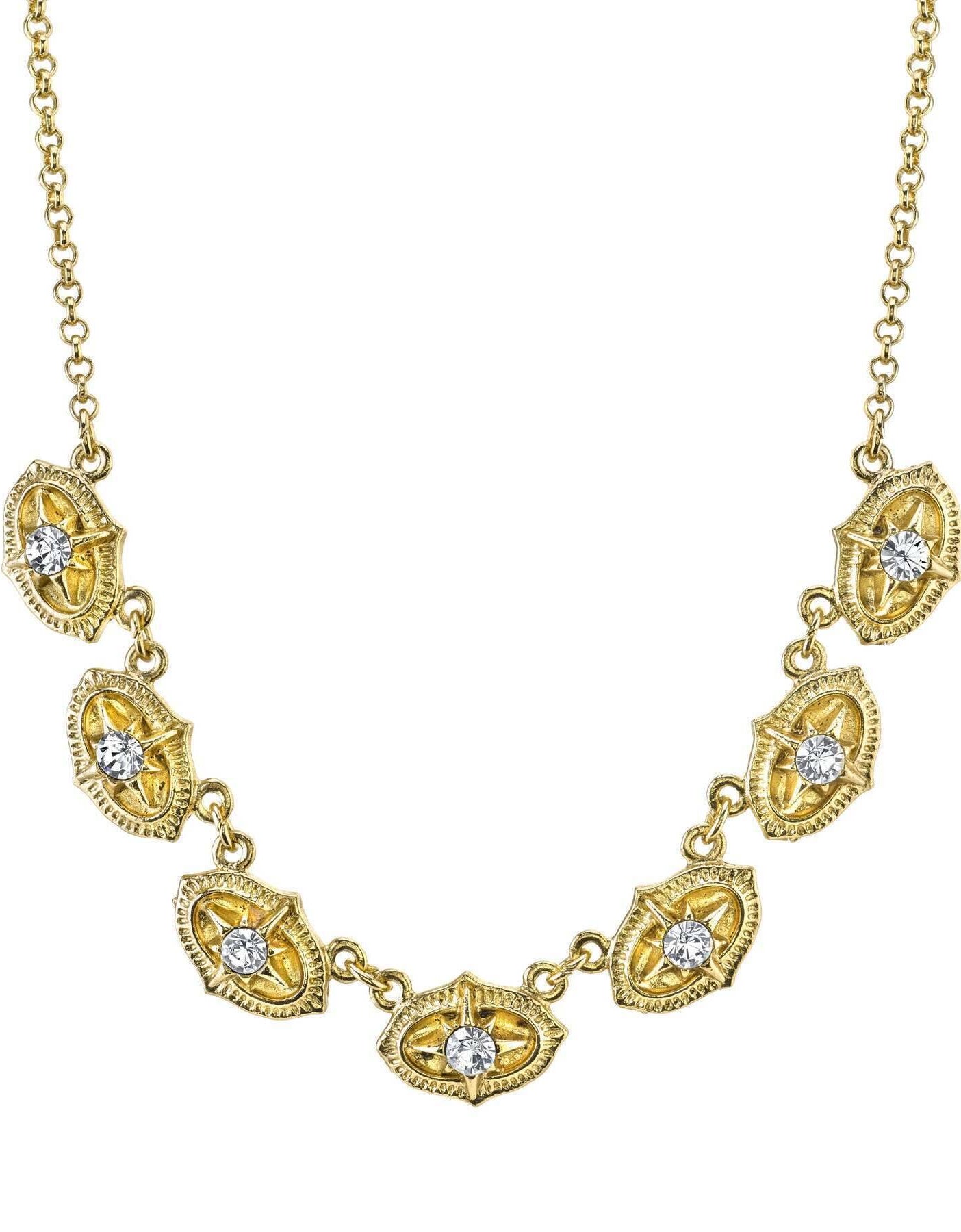 1928 Jewelry Crystal Collar Necklace 16" + 3" Extender