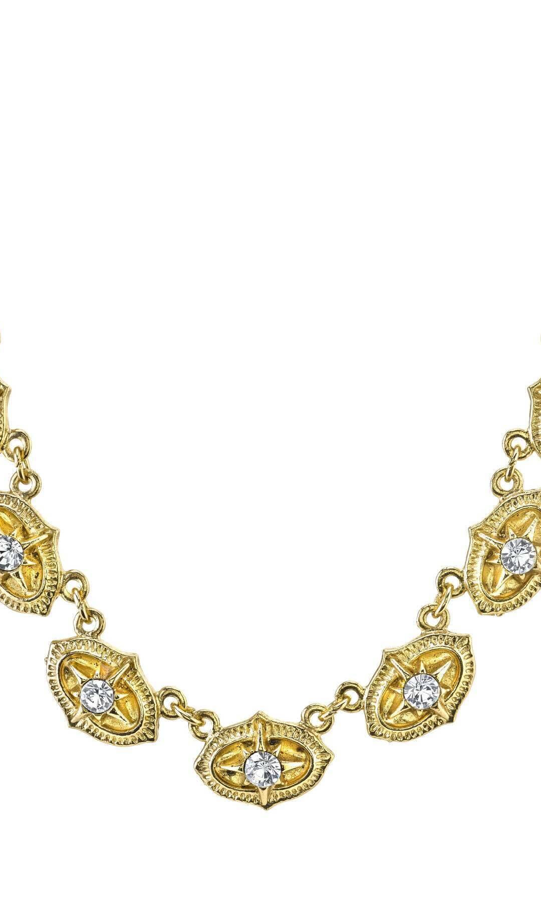 1928 Jewelry Crystal Collar Necklace 16" + 3" Extender