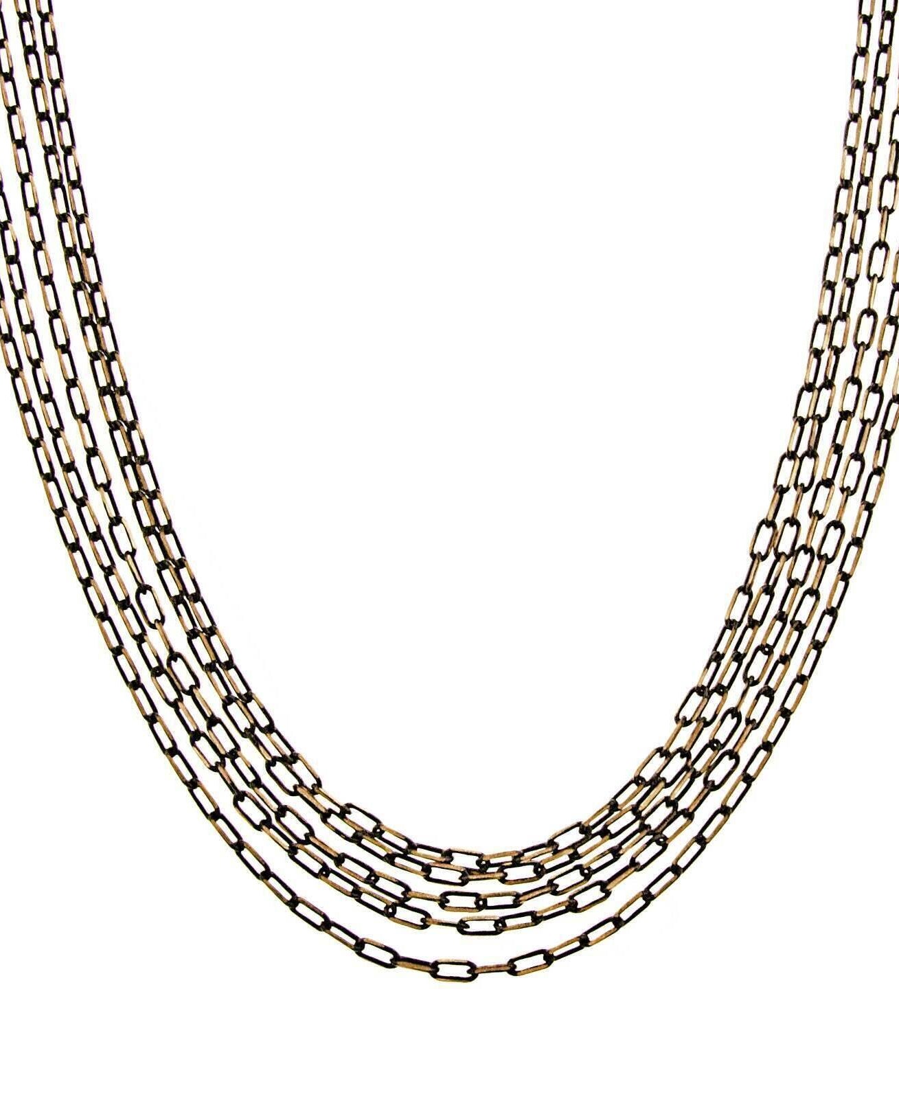 1928 Jewelry Eclipse Black And Gold 5-Strand Multi Chain Necklace 16" + 3" Extender