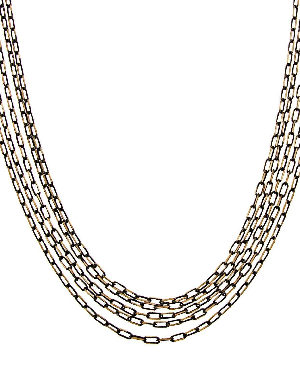 1928 Jewelry Eclipse Black And Gold 5-Strand Multi Chain Necklace 16" + 3" Extender