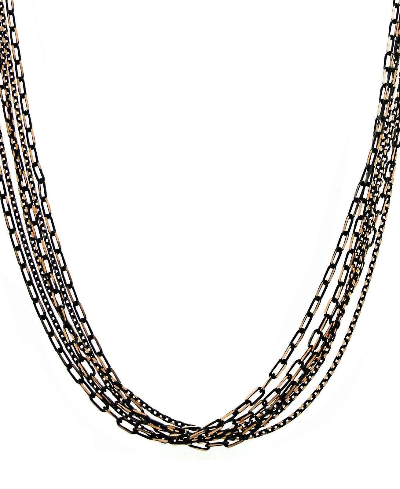 1928 Jewelry Eclipse Black And Gold Stranded Mixed Chain Necklace 16" + 3" Extender