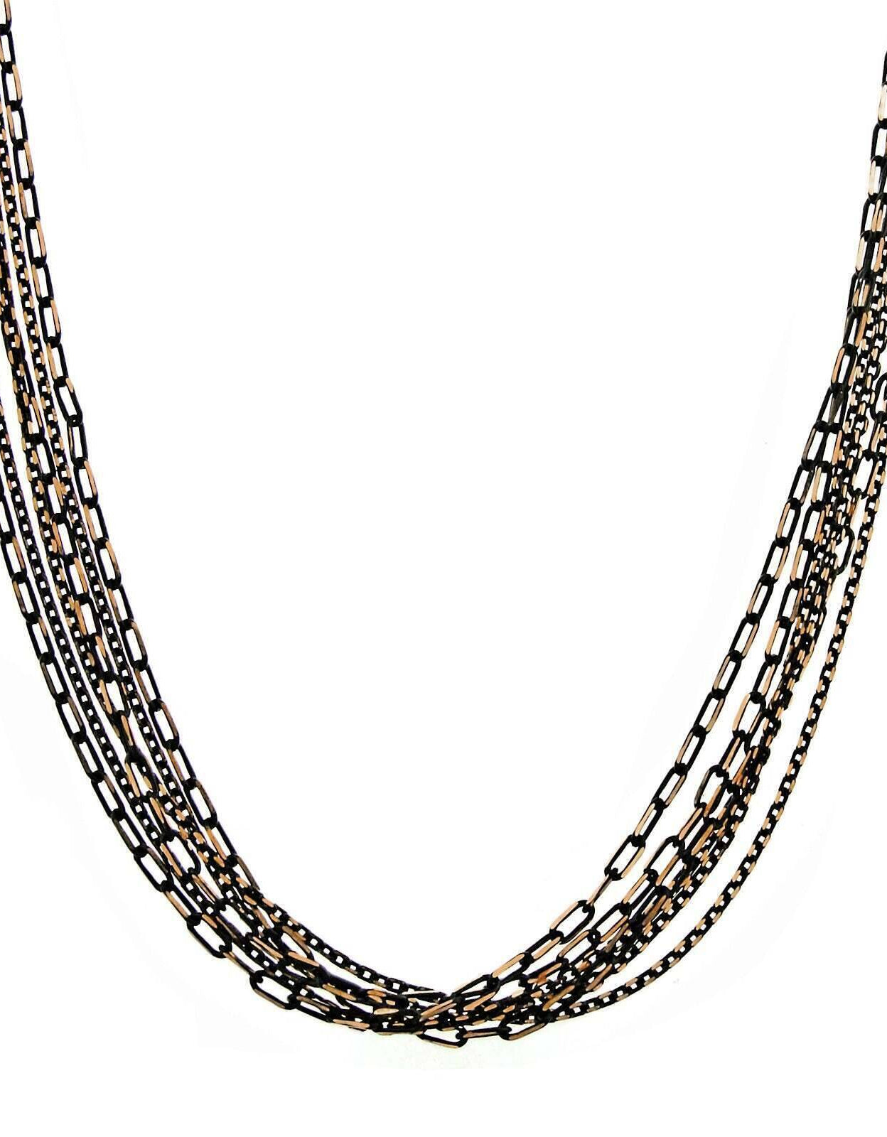 1928 Jewelry Eclipse Black And Gold Stranded Mixed Chain Necklace 16" + 3" Extender