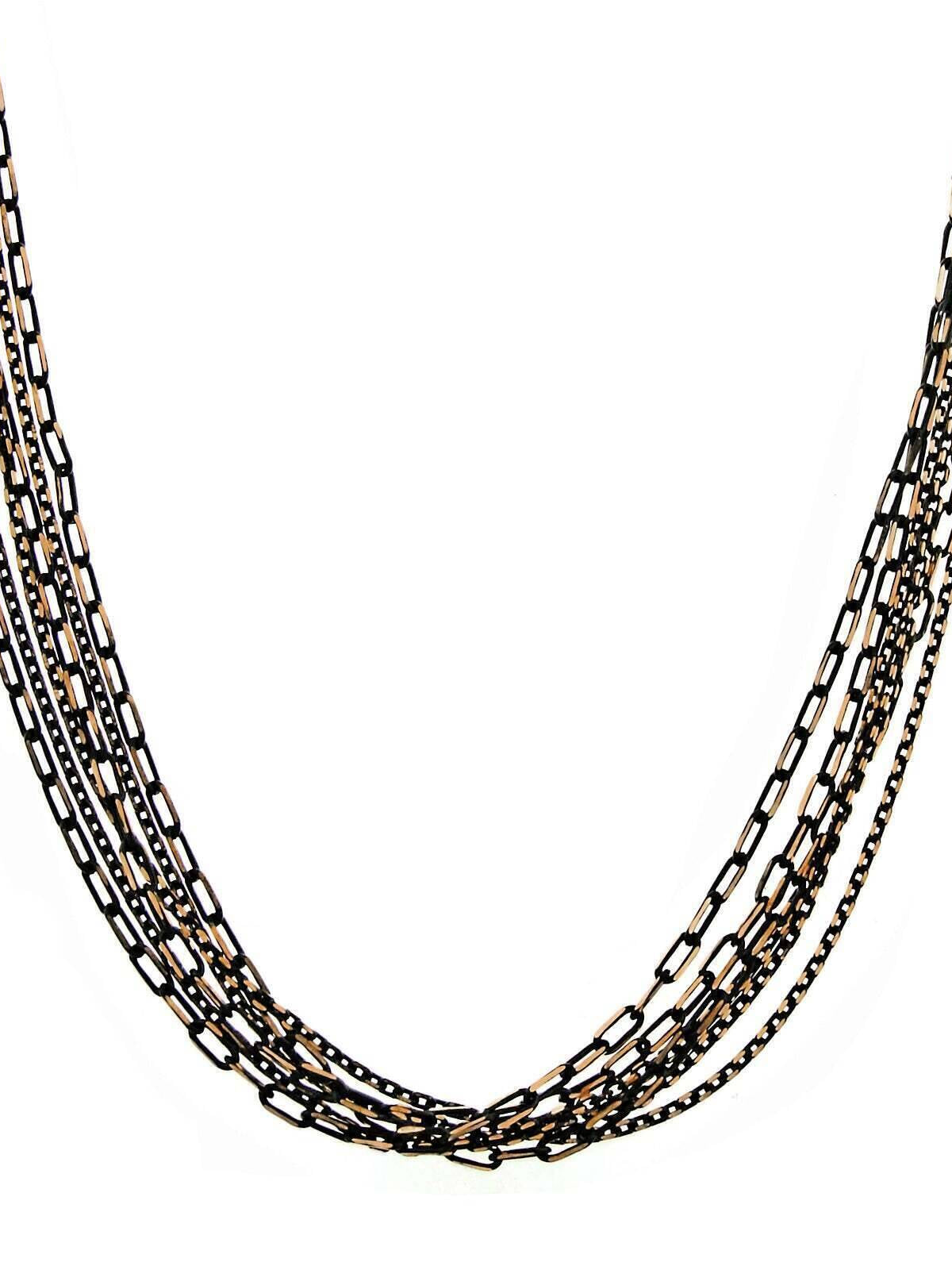 1928 Jewelry Eclipse Black And Gold Stranded Mixed Chain Necklace 16" + 3" Extender