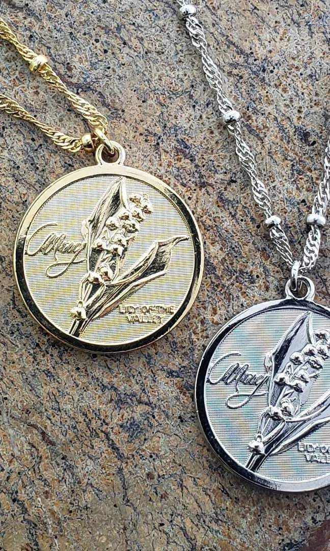 1928 Jewelry Flower Of The Month Pendant Necklace 16" + 3" Extender